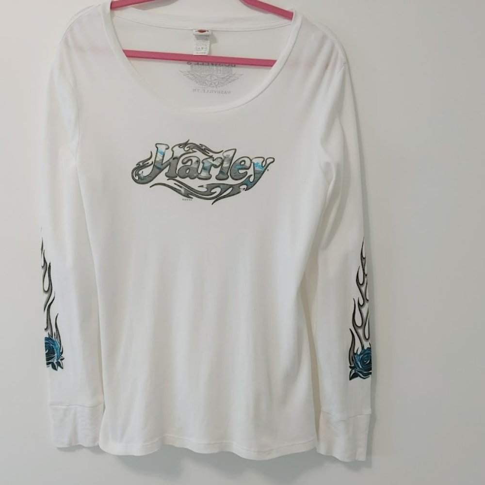 Woman's Long Sleeve Harley Davidson T Shirt Nashville Tennessee Size XL  Bin #14